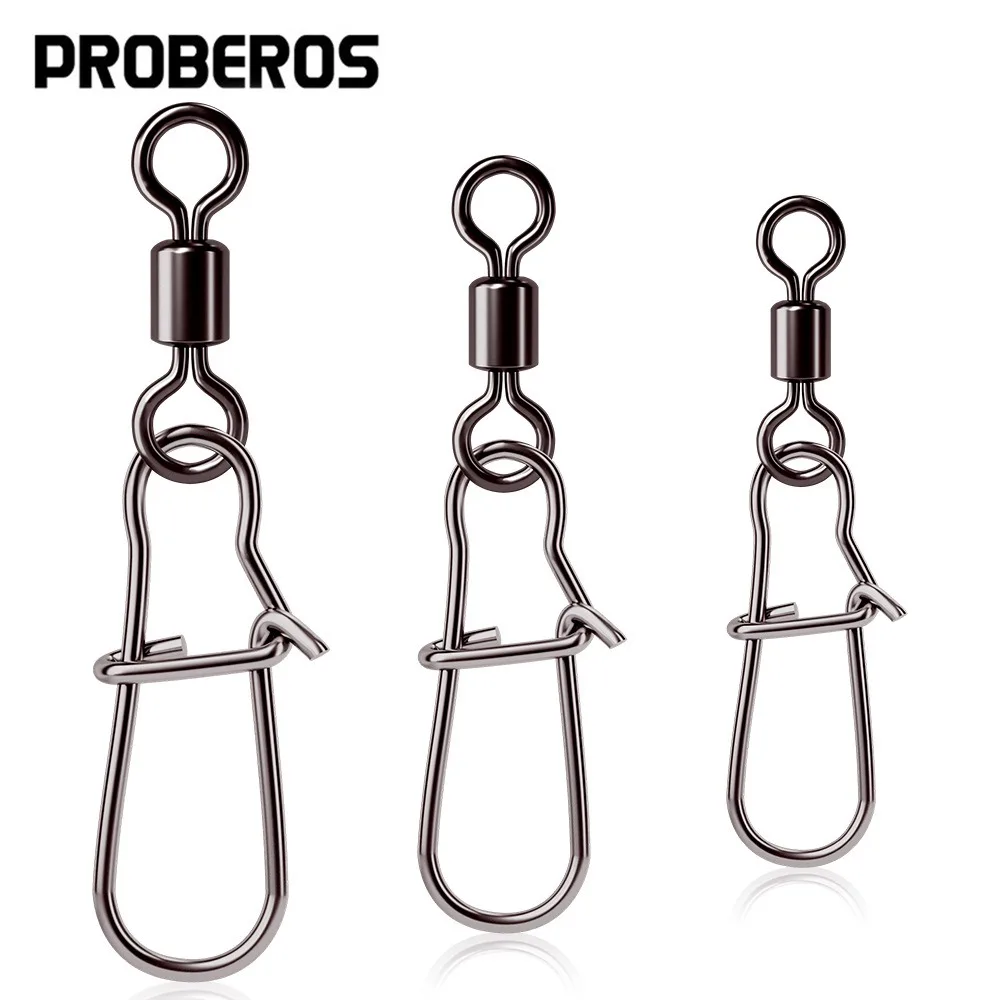 50 unids/bolsa accesorios de pesca gancho giratorio de níquel negro pin giratorio fácil de usar anzuelos señuelos aparejos terminales