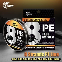 Leydun-sedal de pesca trenzado de 8 hebras, color negro que no se decolora, 150m, líneas multifilamento suaves japonesas, pesca de carpa, líneas de tejido fuertes
