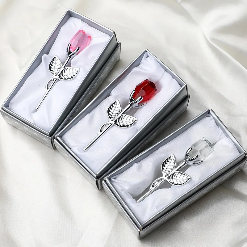 Nuevos artesanías de rosas de cristal, regalos pequeños para el Día de San Valentín, compañeros creativos de boda, recuerdos de rosas de cristal, adornos románticos de rosas - imagen 2