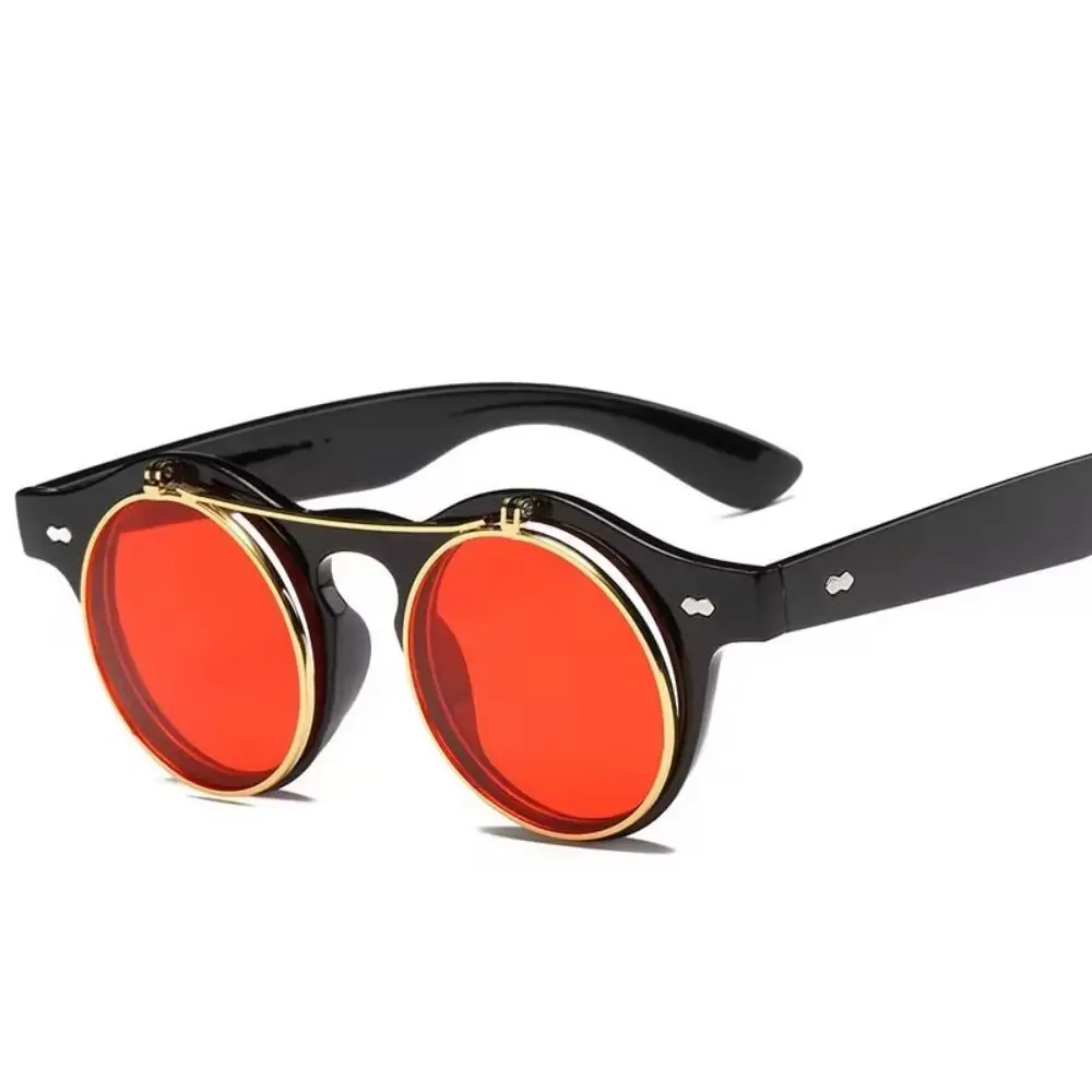 Gafas de sol Retro con montura redonda y tapa abatible, gafas de doble capa para conducir, gafas de sol Punk con protección solar para exteriores - imagen 2