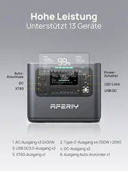 AFERIY Estación de energía portátil 2400W LiFePO4 2048Wh