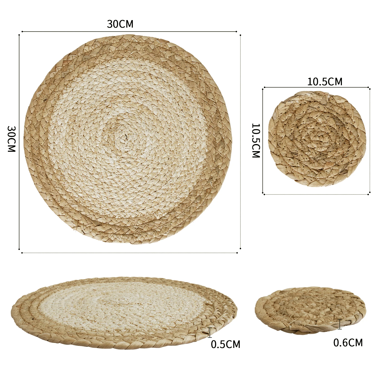 Juego de 6 manteles individuales bohemios con manteles de mesa tejidos de paja de agua Natural hechos a mano, manteles individuales de estilo granja para mesa de comedor - imagen 4