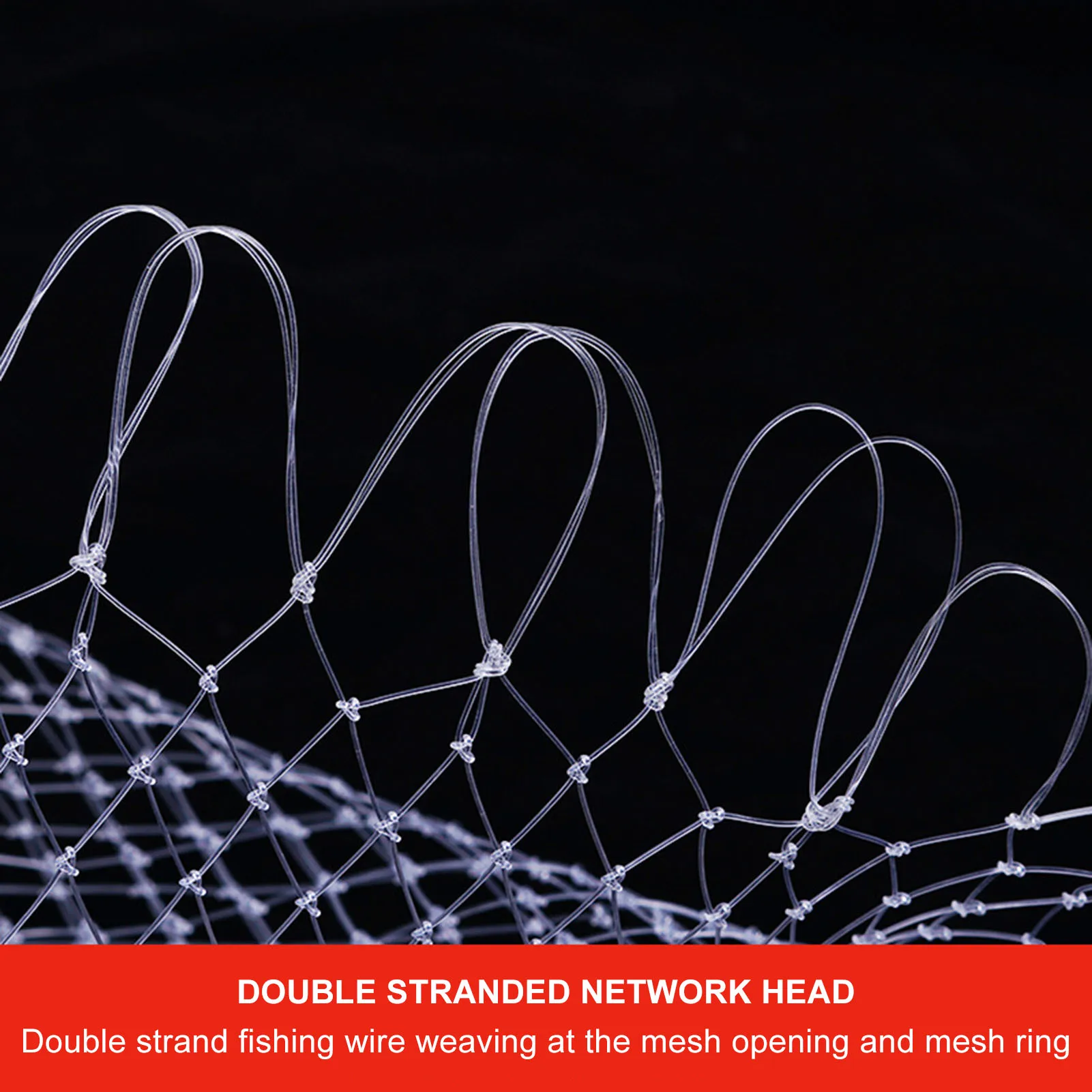 Cabeza de red de pesca de 50/70cm, malla de nailon tejida transparente para peces grandes, red de pesca con mosca duradera, accesorio de pesca con cabeza de malla Dipnet - imagen 5