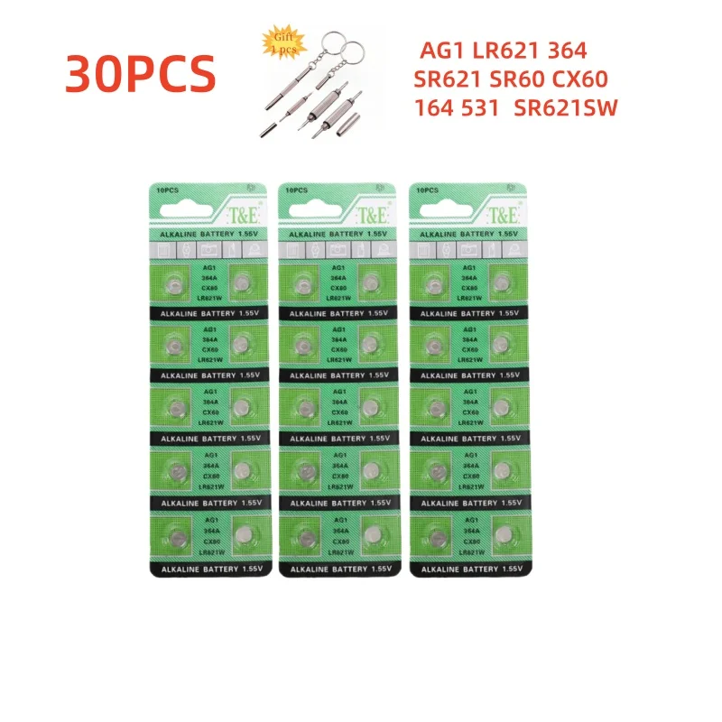Pila botón AG1 LR621 1,5V alcalina compatible SR621 para reloj