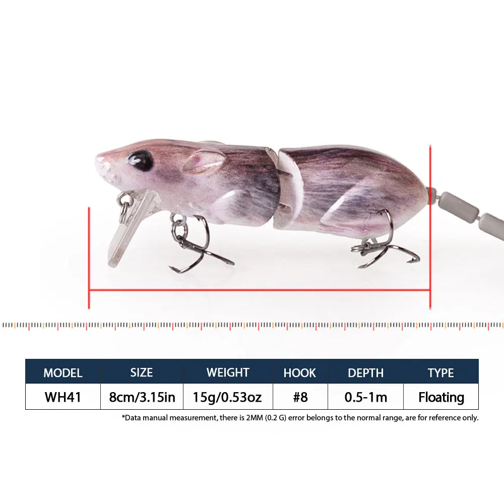 Señuelo flotante Hanlin con forma de ratón – Cebo duro - imagen 2