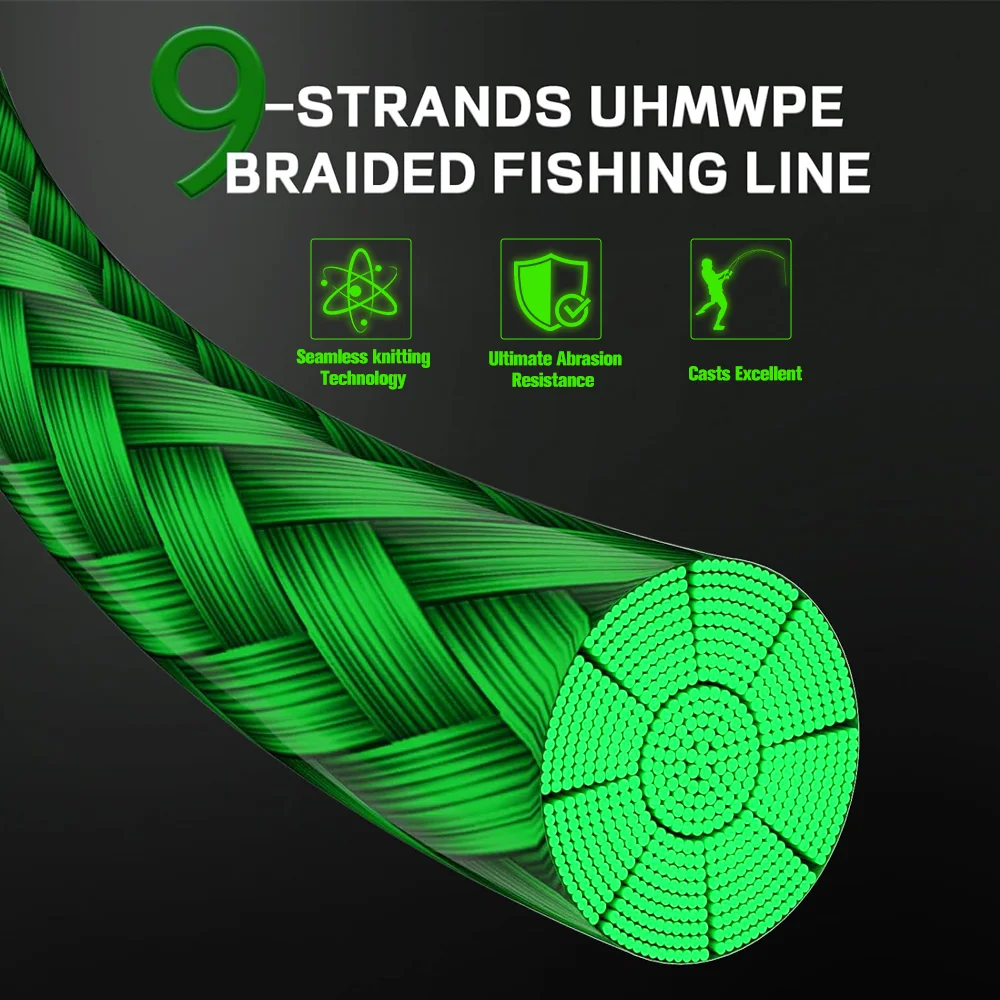 Línea de pesca trenzada VIKINGAR PE, 9 hebras, 300M, 500M, 1000M, 13-100LB, línea de pesca multifilamento súper fuerte, todo para peces y carpa - imagen 2