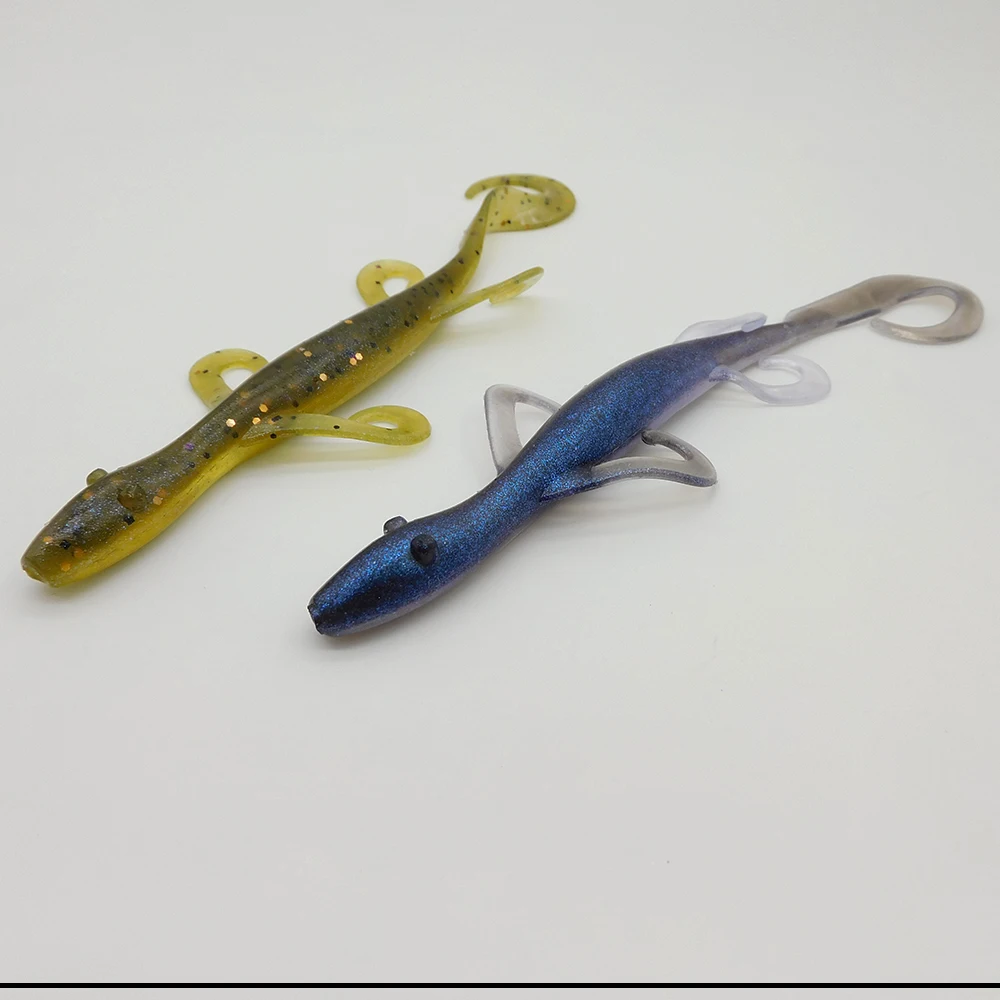 ESFISHING Señuelos de Pesca blandos lagarto salvaje 140mm 6 uds Pesca Isca cebos de Pesca de lubina de silicona artificial - imagen 3