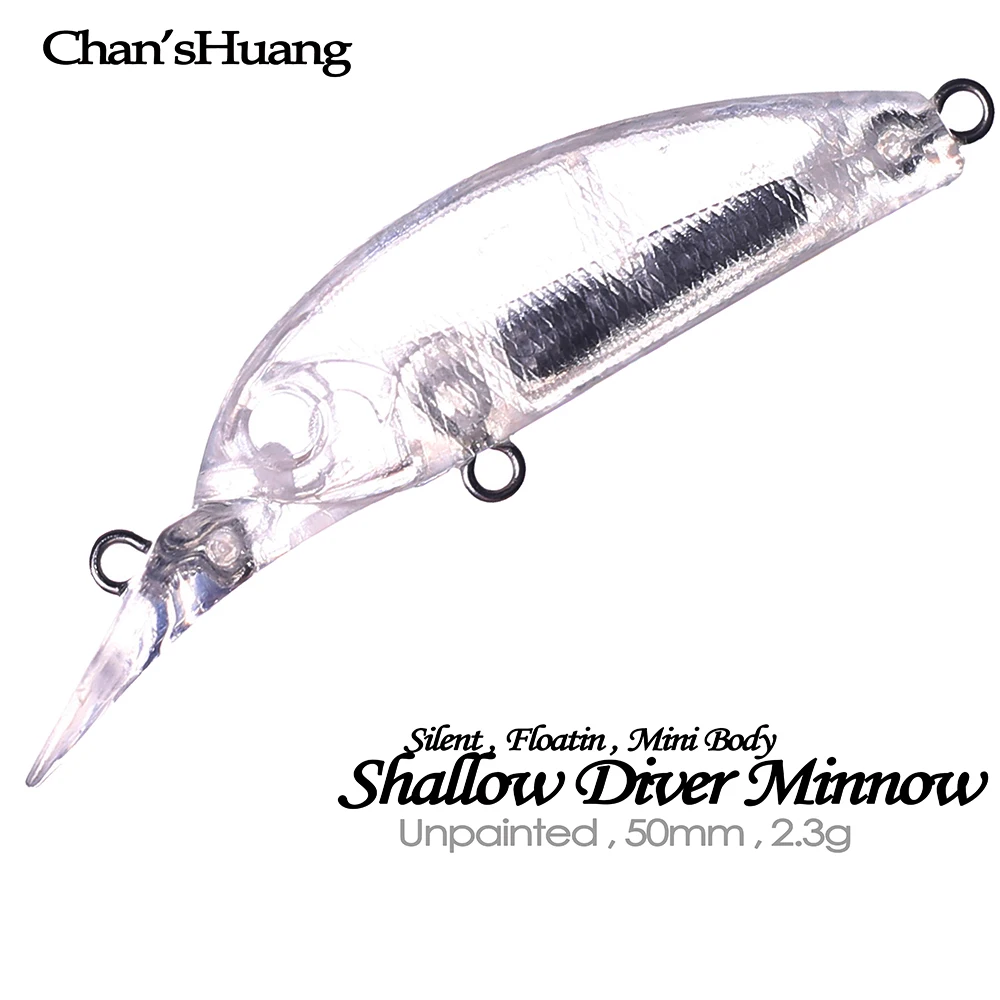 Chan'sHuang 30 Uds. Cebo en blanco sin pintar 5cm 2,3g silencioso buzo poco profundo Mini pececillo DIY hecho a mano aparejos de señuelo de pesca Artificial