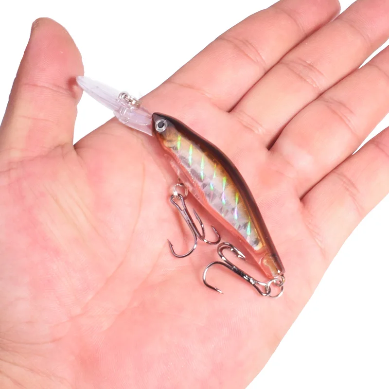 5 piezas, un juego de señuelos de pesca en forma de pececillos de diferentes colores, wobblers láser de plástico de hundimiento lento, cebo artificial para perca, carpa, lucio, crankbait - imagen 5