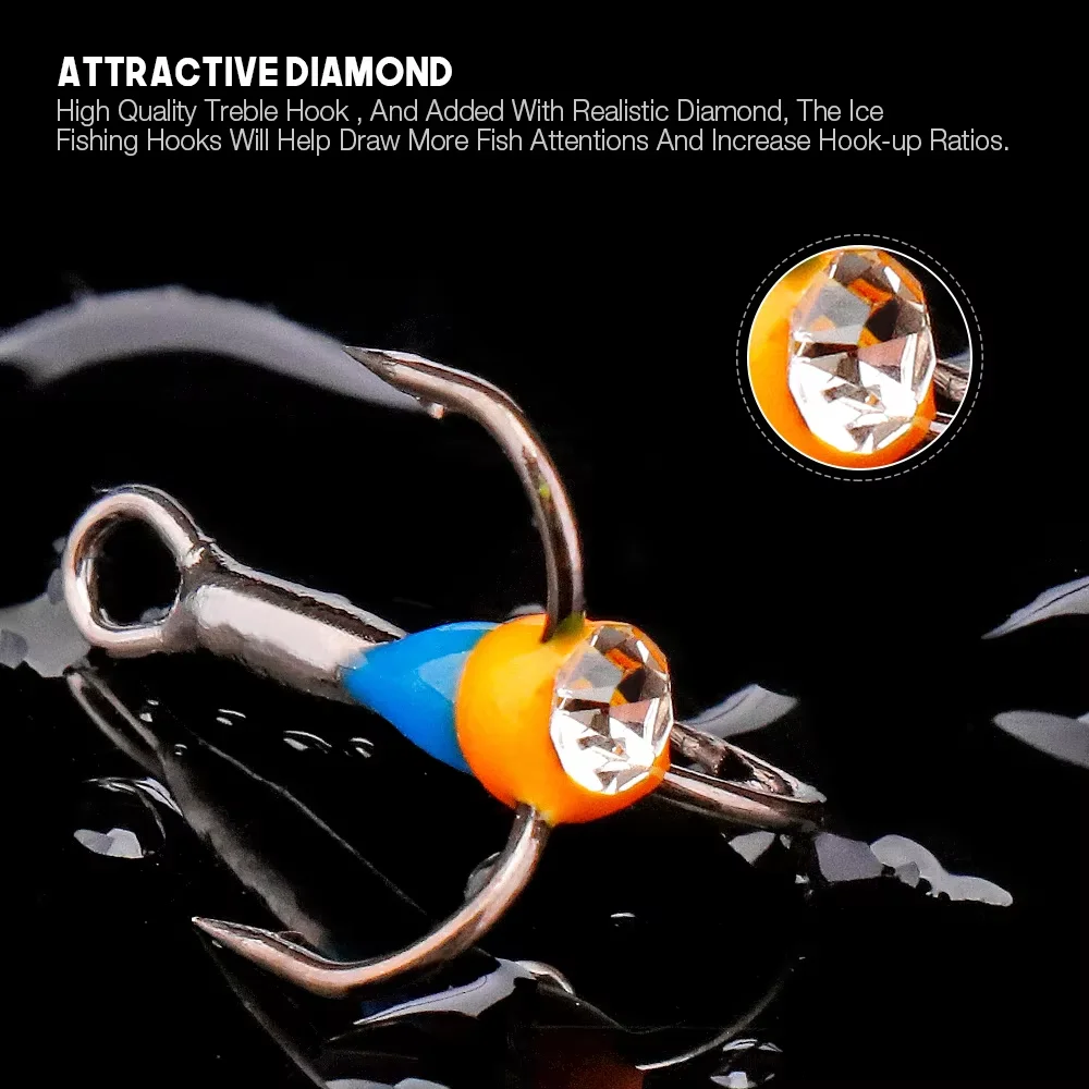 5 piezas/caja 8 # 10 # 12 # 14 # Anzuelos de pesca de invierno, anzuelos de acero rico en carbono para equilibradores, accesorios de pesca en hielo para invierno - imagen 3