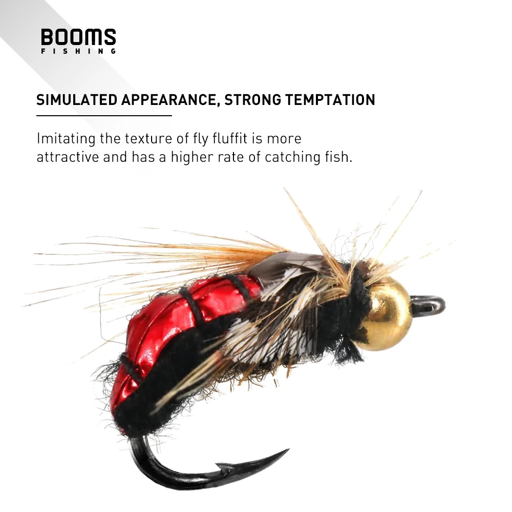 Booms Fishing-señuelo de pesca con mosca FY1, 10 piezas, cabeza de cuentas de latón, hundimiento rápido, ninfa, Scud, gusano, trucha, cebo Artificial - imagen 5