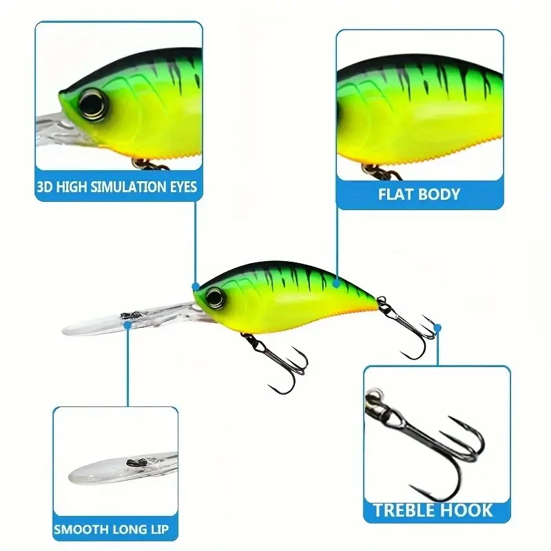 10 Uds Señuelos de Pesca con manivela flotante de fundición larga Wobbler Topwater Pesca cebo de Pesca Minnow Swimbait Crankbait - imagen 3