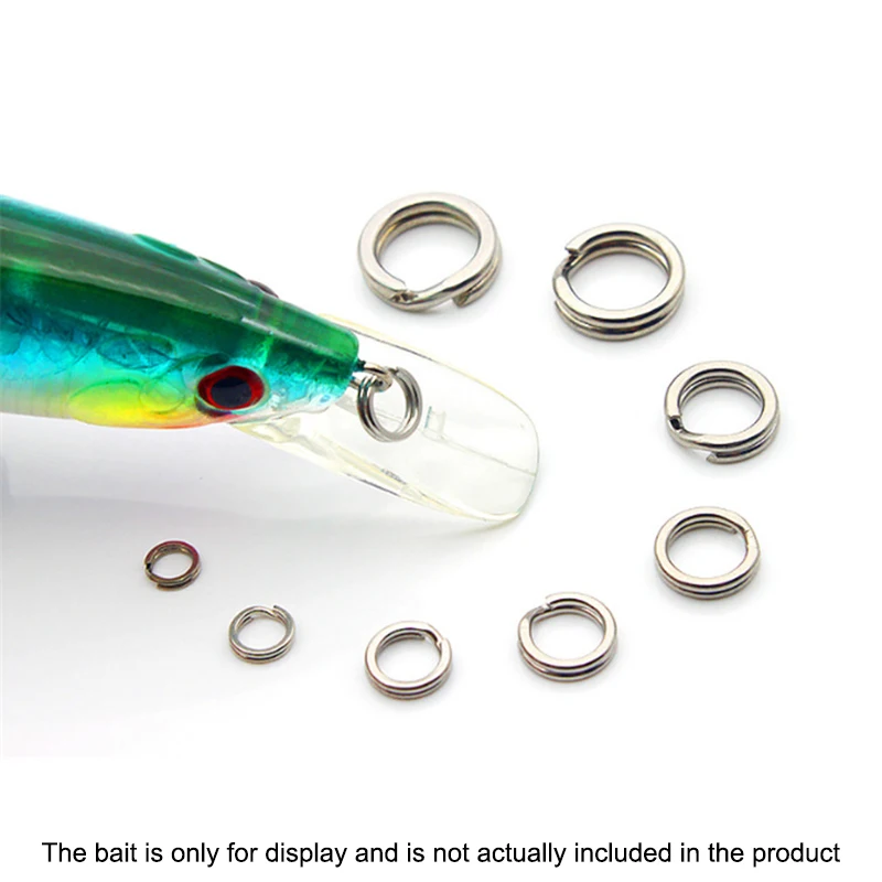 Anillo dividido de acero inoxidable, Conector de pesca de doble anillo de 2,5mm-7mm de diámetro, accesorios de pesca a presión redondos de alta resistencia, 50 unidades por lote - imagen 2