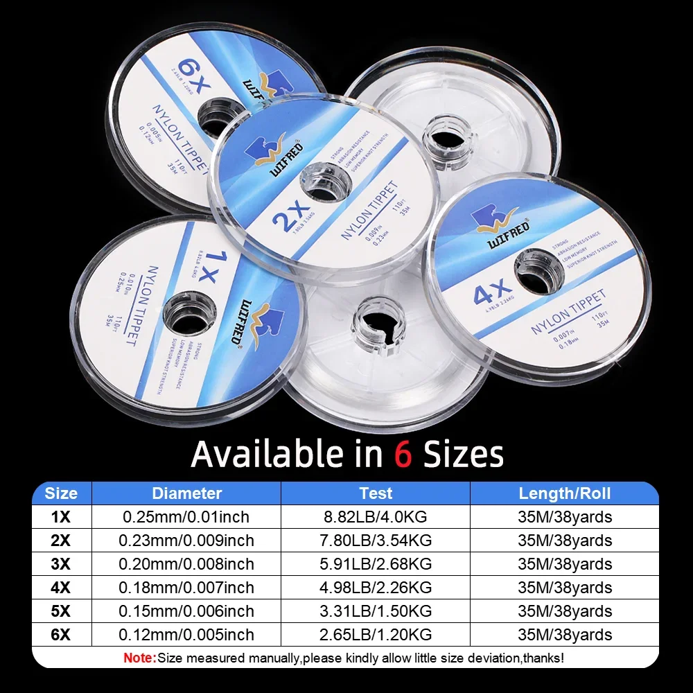 Wifreo-línea de pesca con mosca de 2 piezas, hilo de nailon transparente, soporte para Tippet, aparejos de pesca de trucha y lubina, 1X 2X 3X 4X 5X 6X - imagen 3