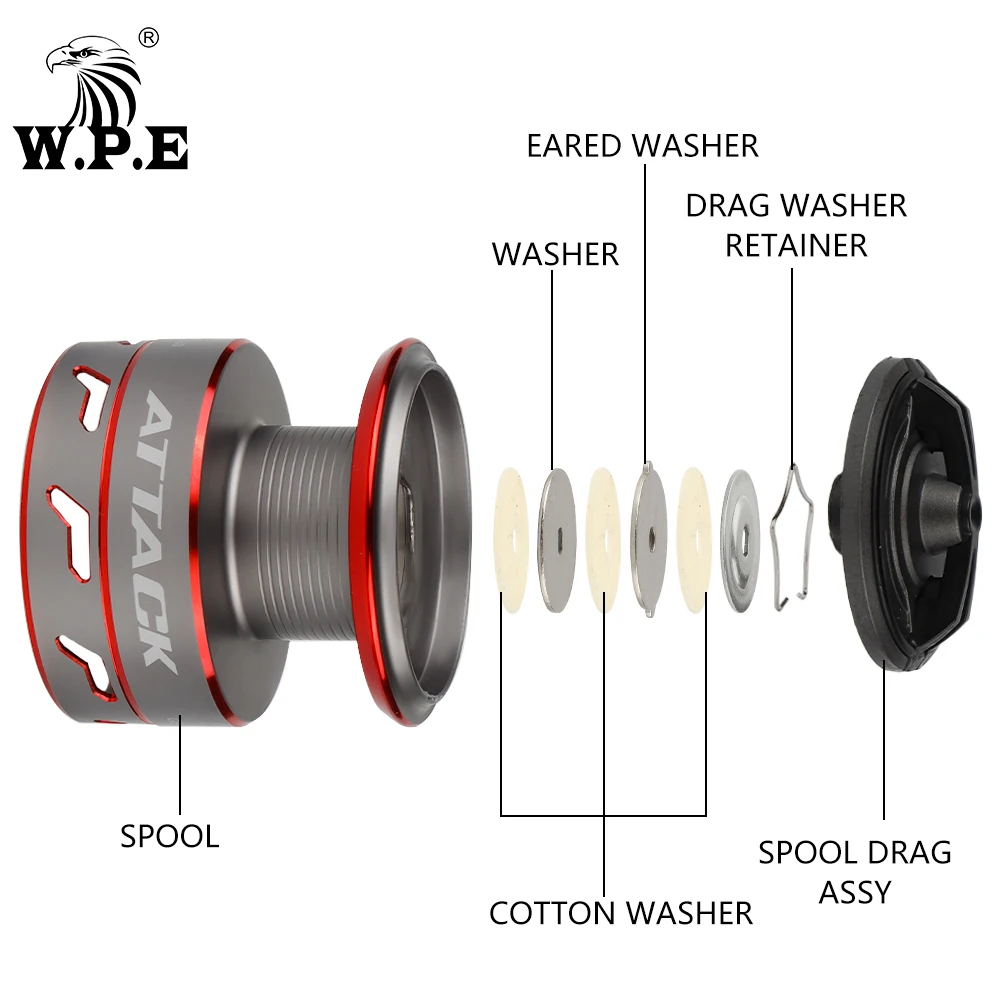 Carrete de pesca giratorio W.P.E AT 2000/3000/4000/5000, carrete de hilo totalmente metálico 7 + 1 BBs 5,1: 1, aparejos de rueda de pesca de alta relación de engranaje - imagen 3