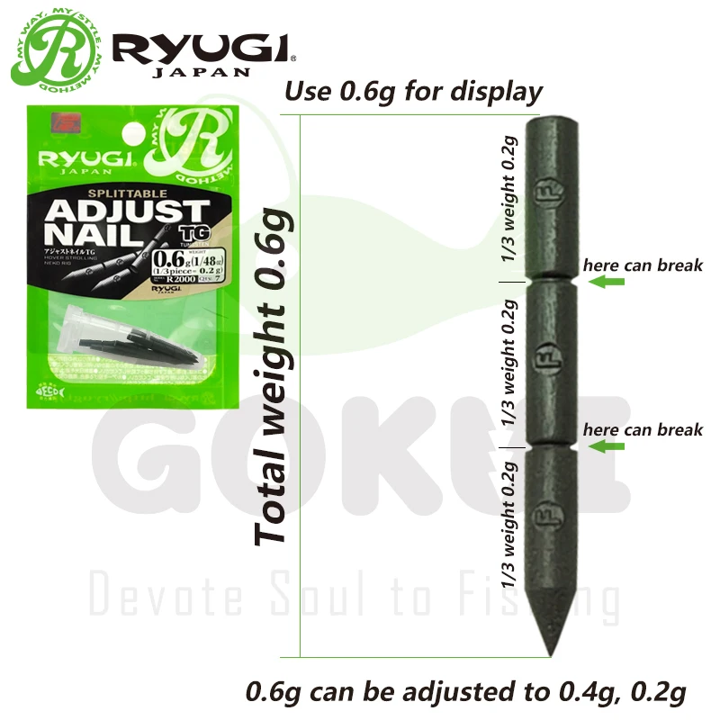 RYUGI-señuelo de resina de tungsteno para pesca, 1/192oz-1/48oz, peso fino, gusano, plomo, Neko, aparejo Hover, accesorios para pasear - imagen 2