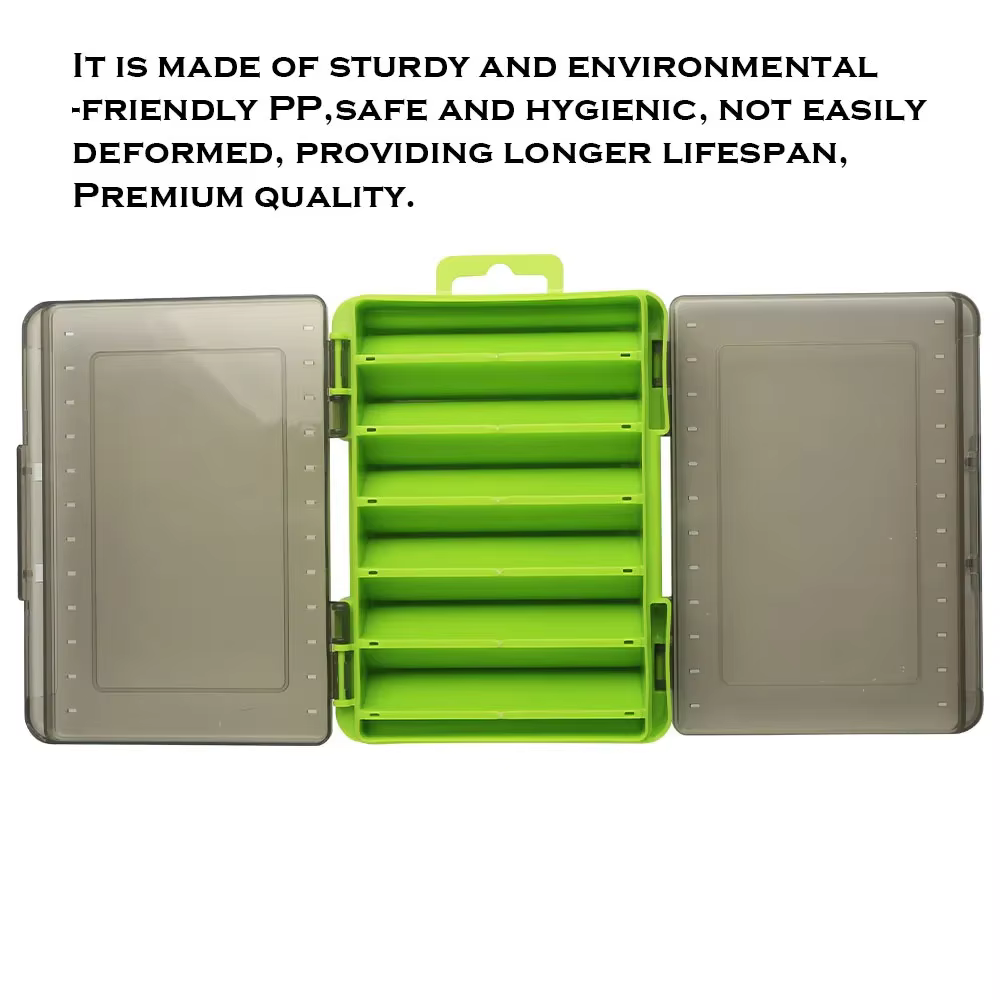 Caja de pesca de doble cara, 12 compartimentos, impermeable, cebo, señuelo, gancho, organizador de almacenamiento, contenedor, accesorios para aparejos de carpa - imagen 3