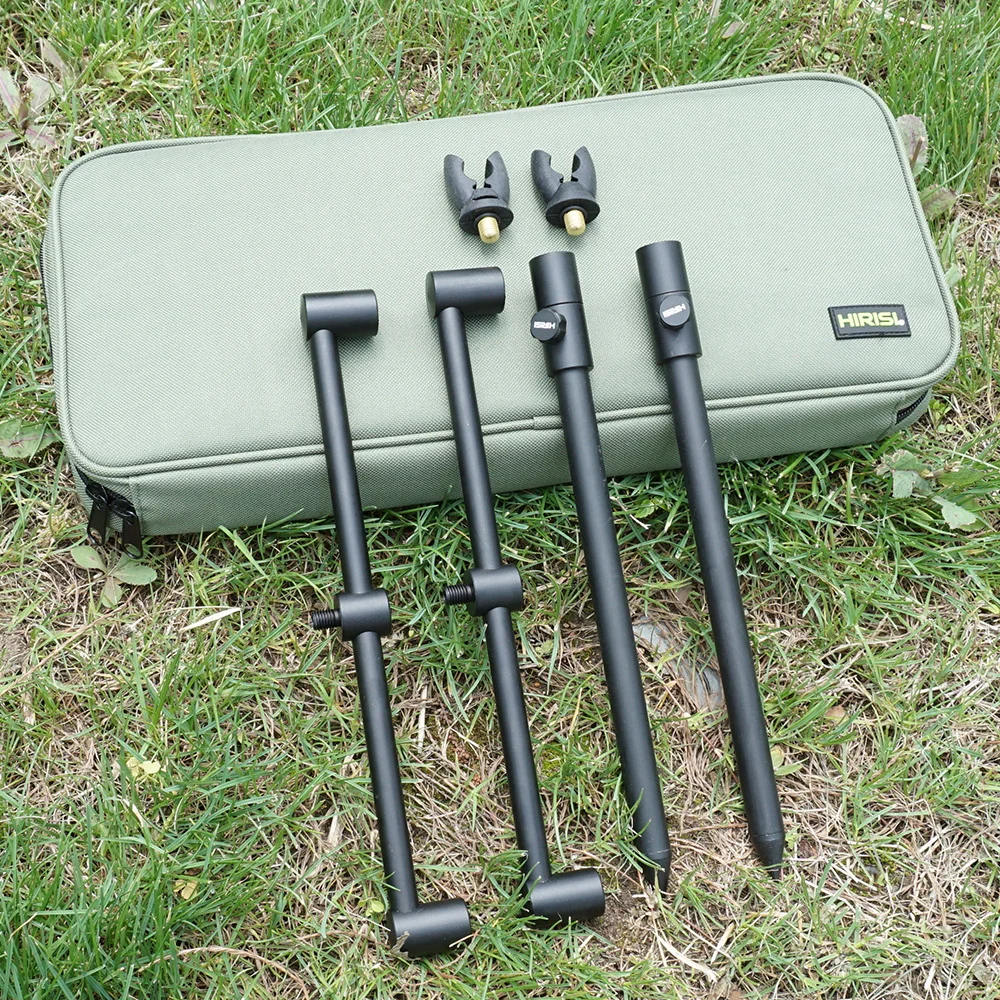 Hirisi-caña de pescar de carpa de aleación de aluminio, juego para 3 cañas con 2 palos bancarios, 2 barras de zumbido y bolsa de transporte, accesorios de pesca - imagen 5
