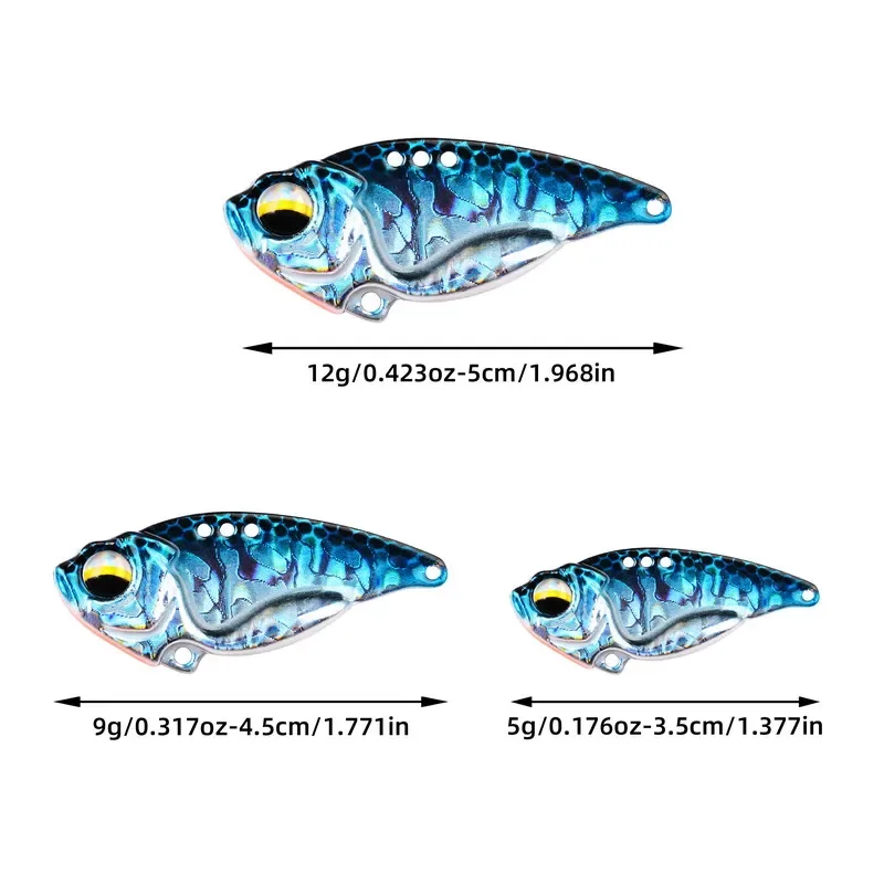 5 unids/caja de Metal sin labios Crankbait hoja VIB 5g 9g 12g cigarra Wobblers juego de cebos de hundimiento para lubina Pike perca Señuelos de Pesca - imagen 2