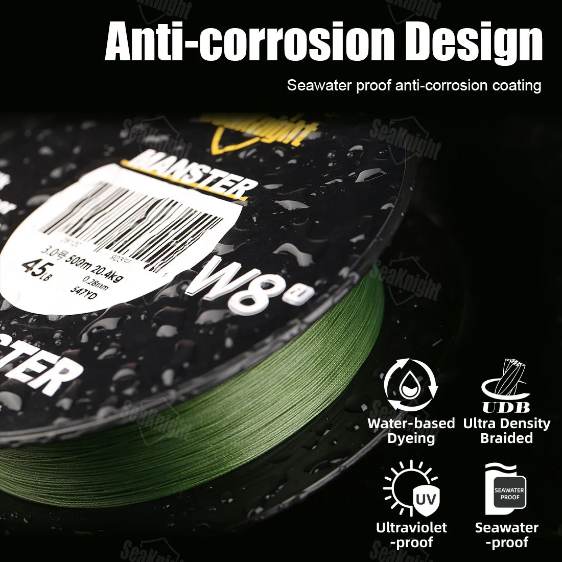 Línea de pesca SeaKnight marca W8 II serie 500M 8 hebras línea de PE trenzada avanzada anti-UV línea de pesca con revestimiento a prueba de agua de mar - imagen 5