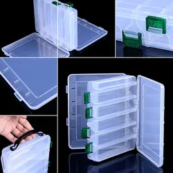 Caja de aparejos de pesca grande de doble cara con 10/14 compartimentos para almacenamiento de cebos grandes, señuelo de pesca de mar, caja de aparejos de pesca de alta resistencia