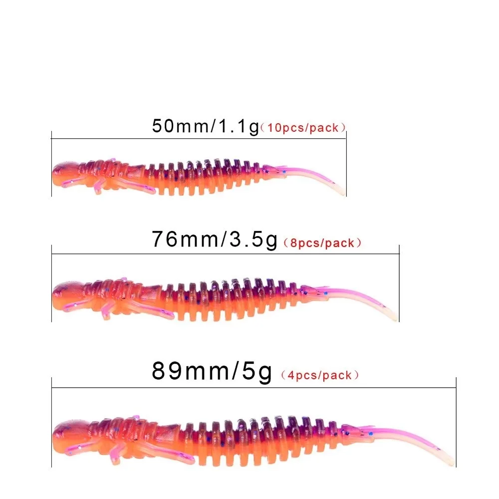 NGB 5/6, 5/7,6/8,9 cm cebo de silicona olor suave señuelo de pesca 4-10 Uds larva Jigging Shad cebo de pesca de gusanos para Wobblers de lubina - imagen 2