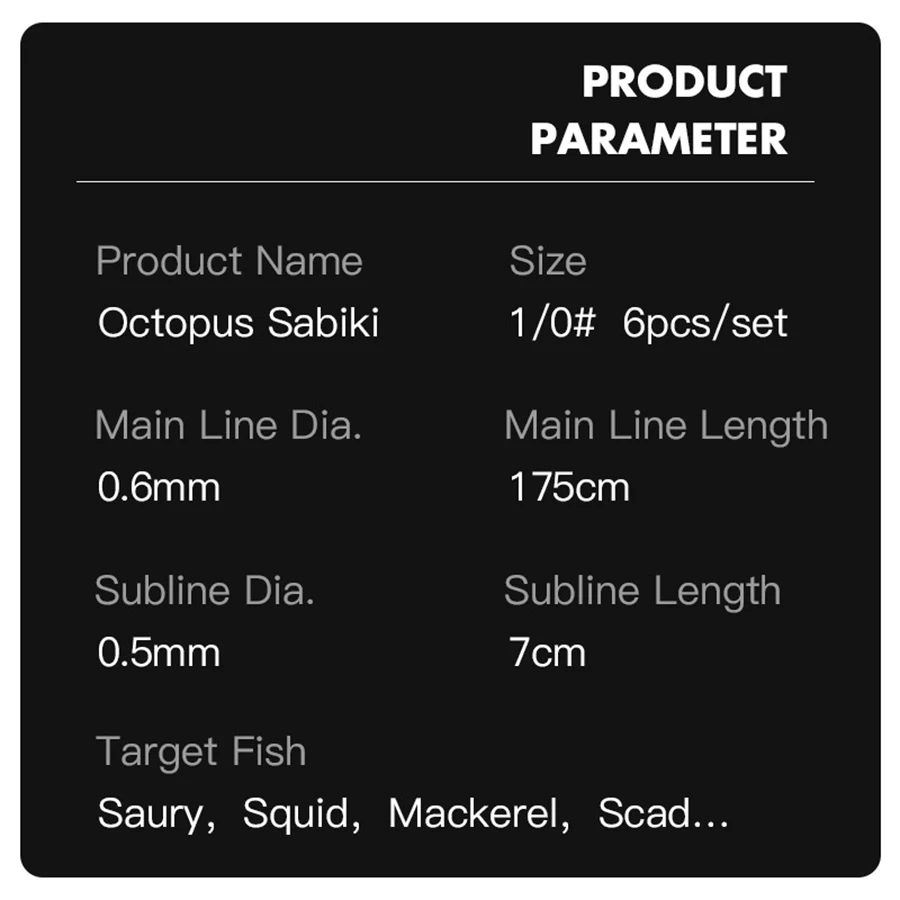 Aparejos de caballa, paquete de 10 anzuelos de pesca con cuerda, faldas de pulpo, aparejos de cebo, lubina, arenque, bacalao, aparejos de pesca de agua salada - imagen 5