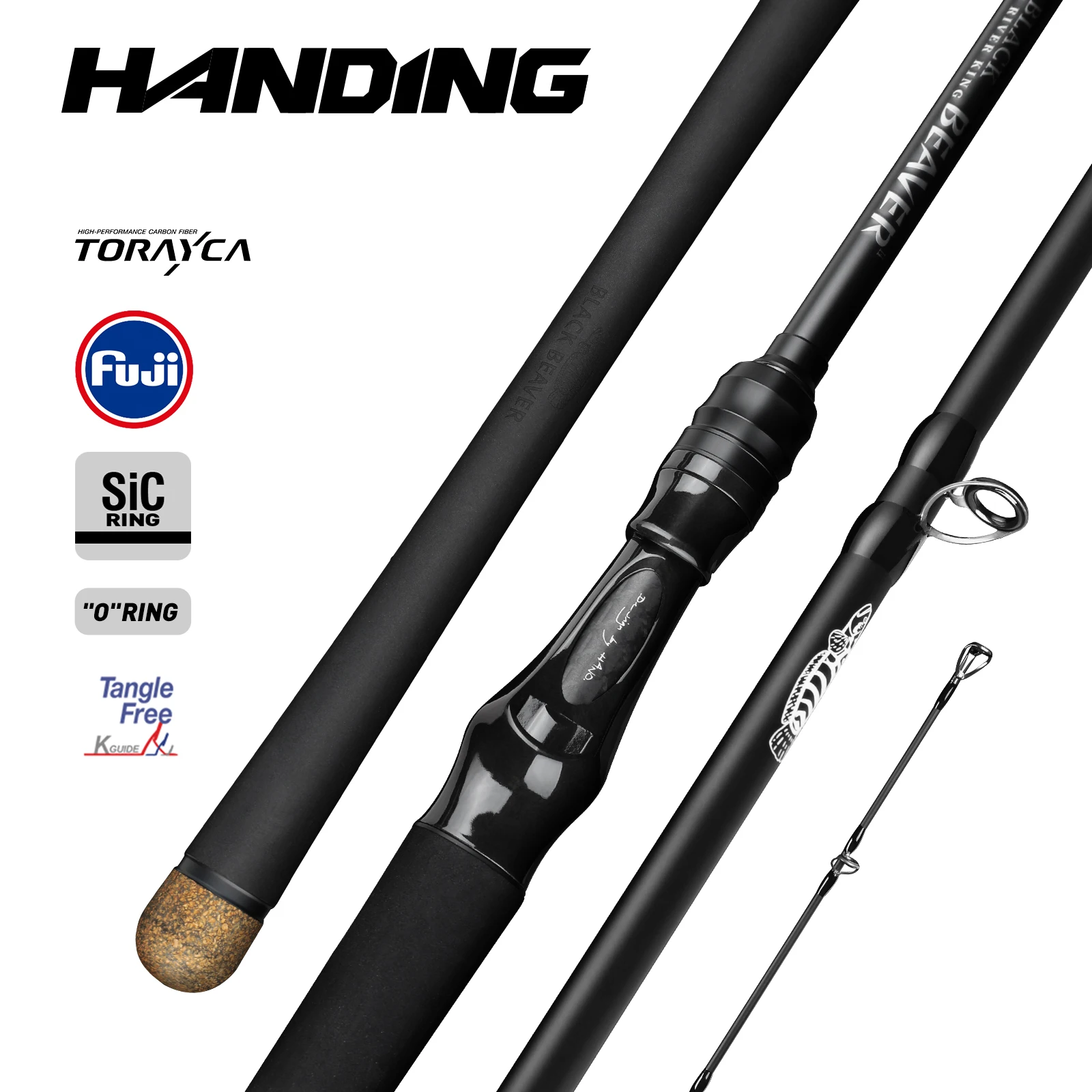 Handing Black Beaver II Cana de Casting Carbono Fuji O SIC EVA