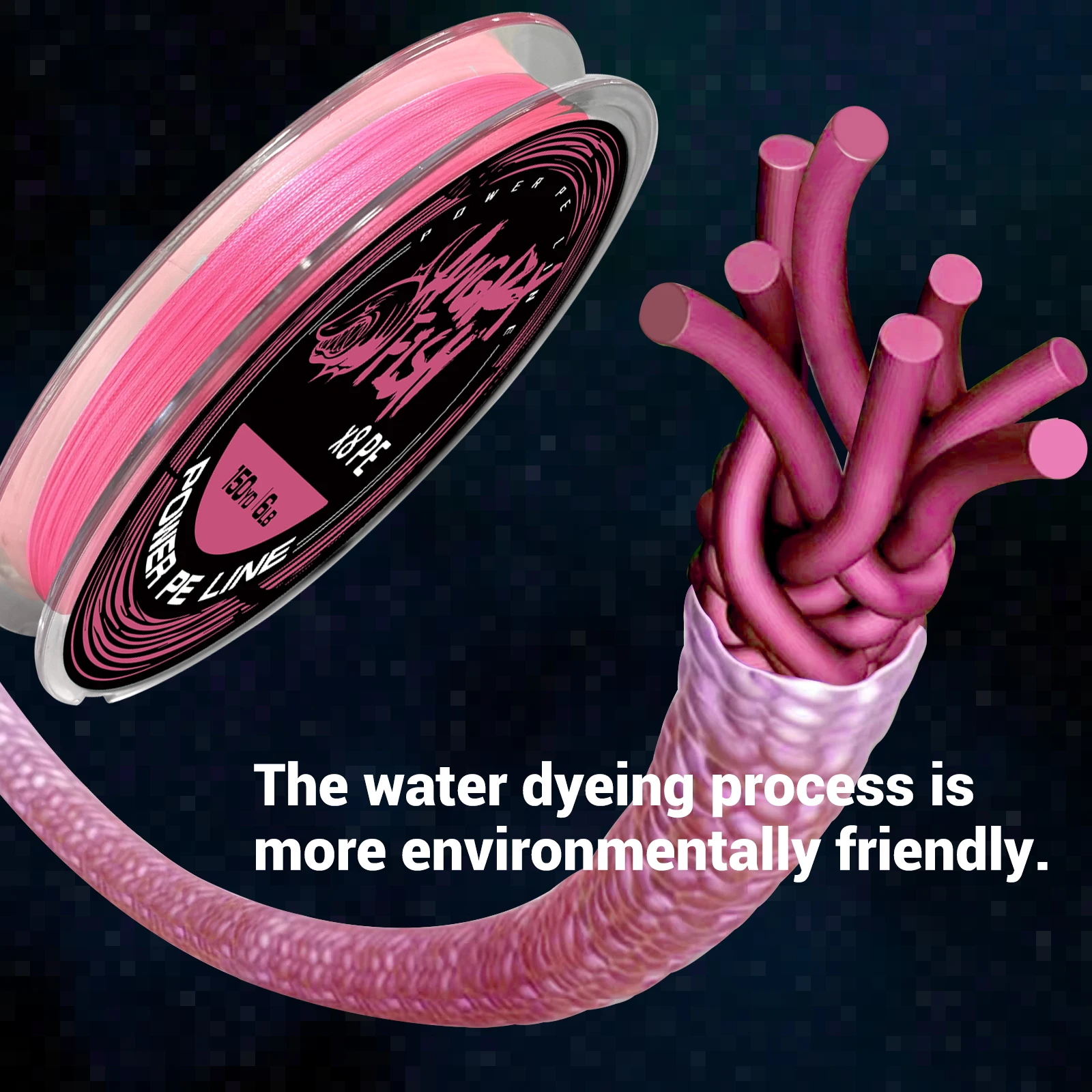 Accesorios de pesca Angryfish Línea de pesca fuerte, línea de pesca trenzada 8x, línea rosa, multifilamento, herramienta de sedal duradera - imagen 4