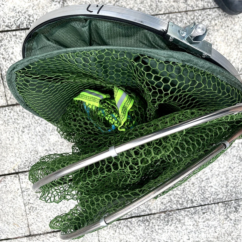 1.7-3m Folding Telescopic Nylon Fishing Net Fishing Basket Immersion Net Fyke Net Shrimp Cage Outdoor Fishing Gear 50KG Capacity - imagen 4