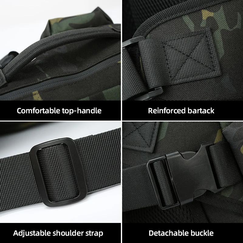 Mochila de pesca para hombre con soporte para caña, bolso de hombro táctico para deporte y caza, bolsa grande para almacenamiento para correr y ciclismo al aire libre - imagen 5