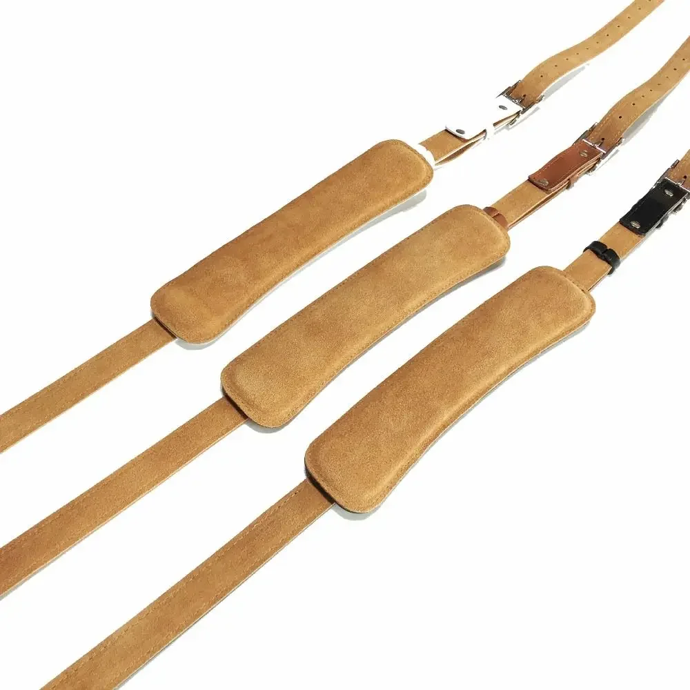 Correa de guitarra eléctrica de cuero con hombrera, correa cruzada de guitarra ajustable, accesorios de guitarra de Color sólido - imagen 3