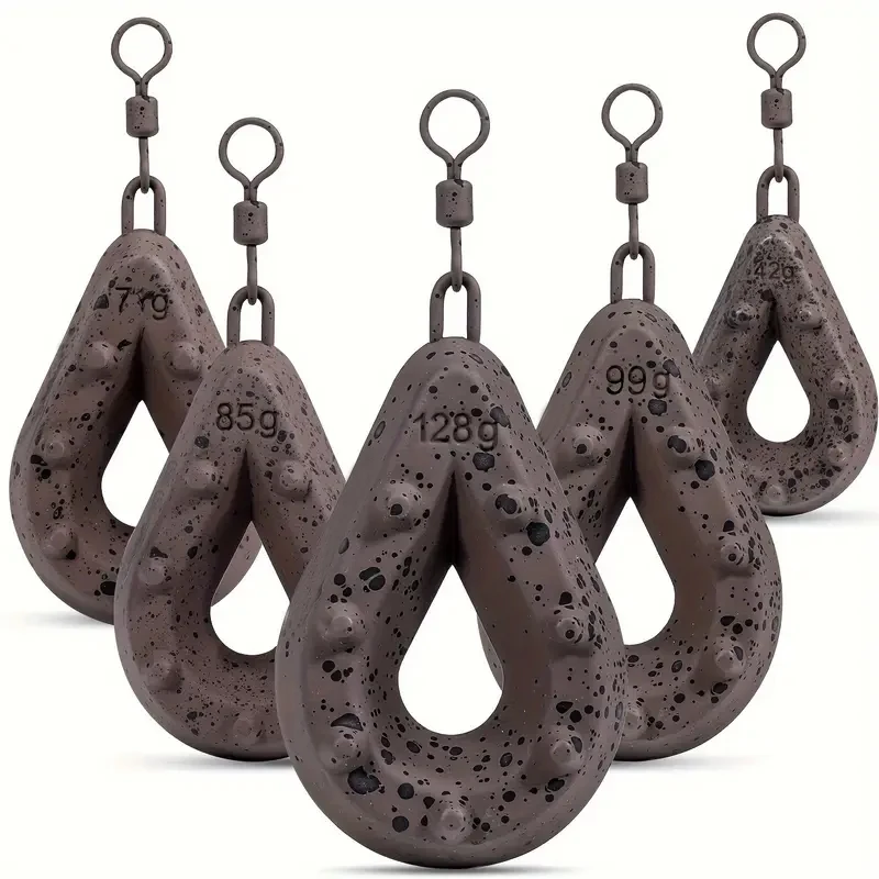 Pesas de plomo para pesca, forma de lágrima con superficie recubierta, pesas huecas para carpa para cebo de liberación lenta, se adapta a cualquier clip, tres paquetes