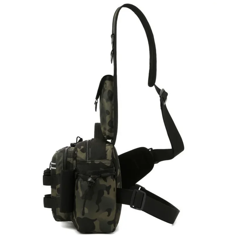Mochila para aparejos de pesca, caja de señuelos, bolsa de almacenamiento de equipo, riñonera para hombre, mochila de pesca con mosca con soporte para caña, bolso de hombro tipo bandolera - imagen 5