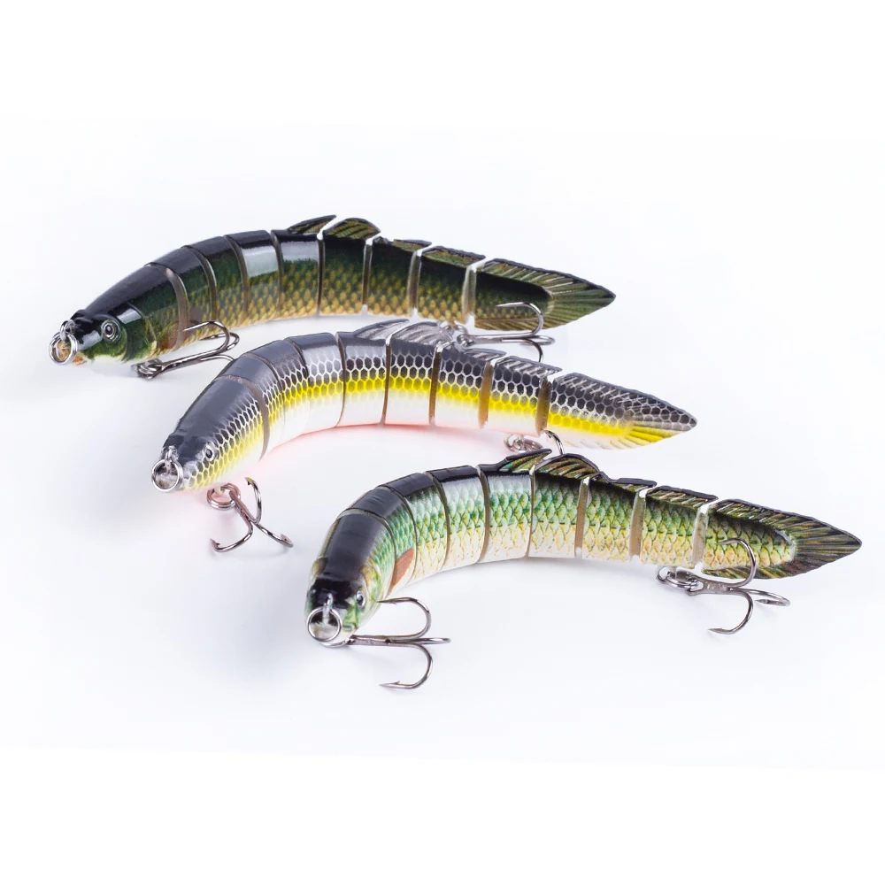 Hanlin-señuelo de pesca de Mini Anguila, cebo Artificial de calidad, 10cm, 10g, Multi articulado, Minnow Wobblers, Swimbait duro, aparejos de Lucio - imagen 3