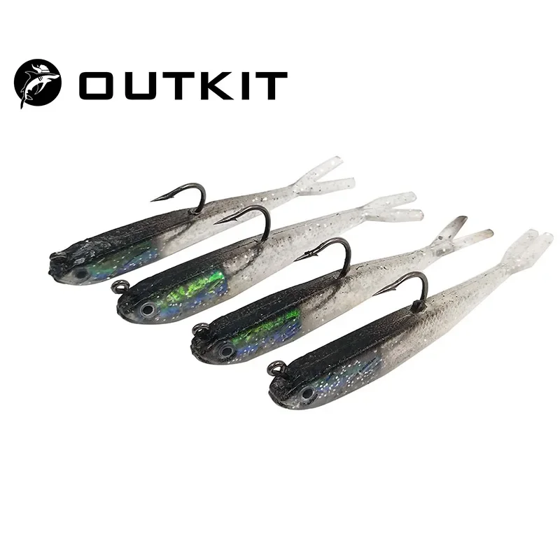 OUTKIT Jigs de vinilo con cola roja – Ojos 3D y cabeza plomada - imagen 2