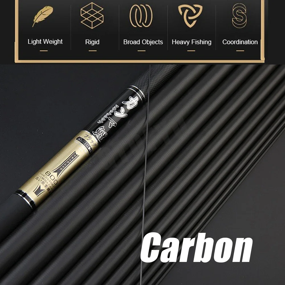 Caña de pescar de mano de fibra de carbono dura, súper ligera, larga, 8M/9M/10M/11M/12M, caña de pescar telescópica de alta calidad - imagen 5