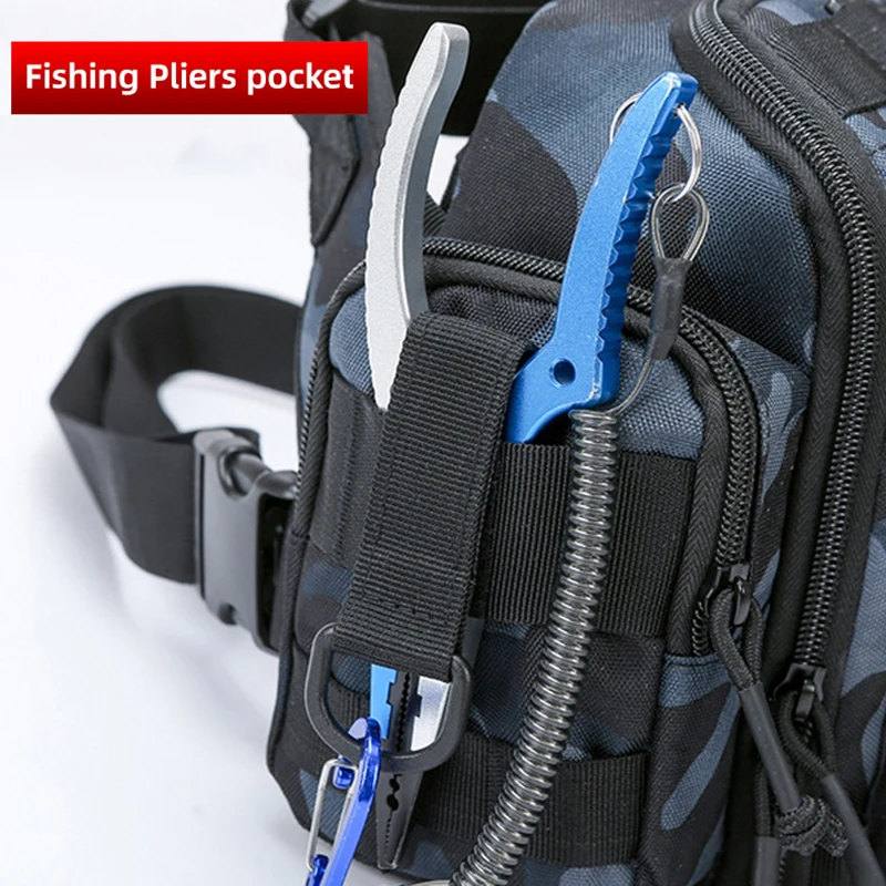 Bolsa de pecho con señuelo de pesca para hombre, mochila táctica para aparejos de pesca con soportes para caña, paquete Molle, bolsa para deportes al aire libre para acampar y senderismo - imagen 5