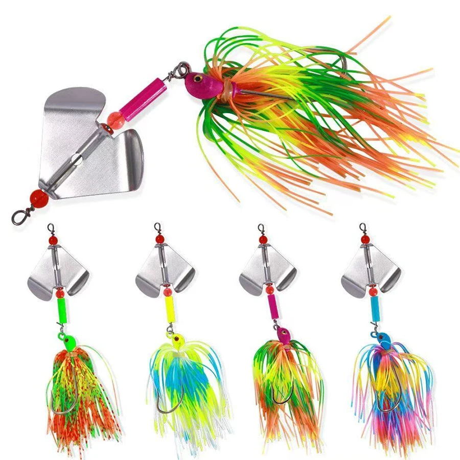 4 Uds hoja de sauce que se hunde cebos artificiales Spinnerbait para Lucio cara barbuda Kit de cebo duro giratorio lentejuelas juego de Señuelos de Pesca - imagen 2
