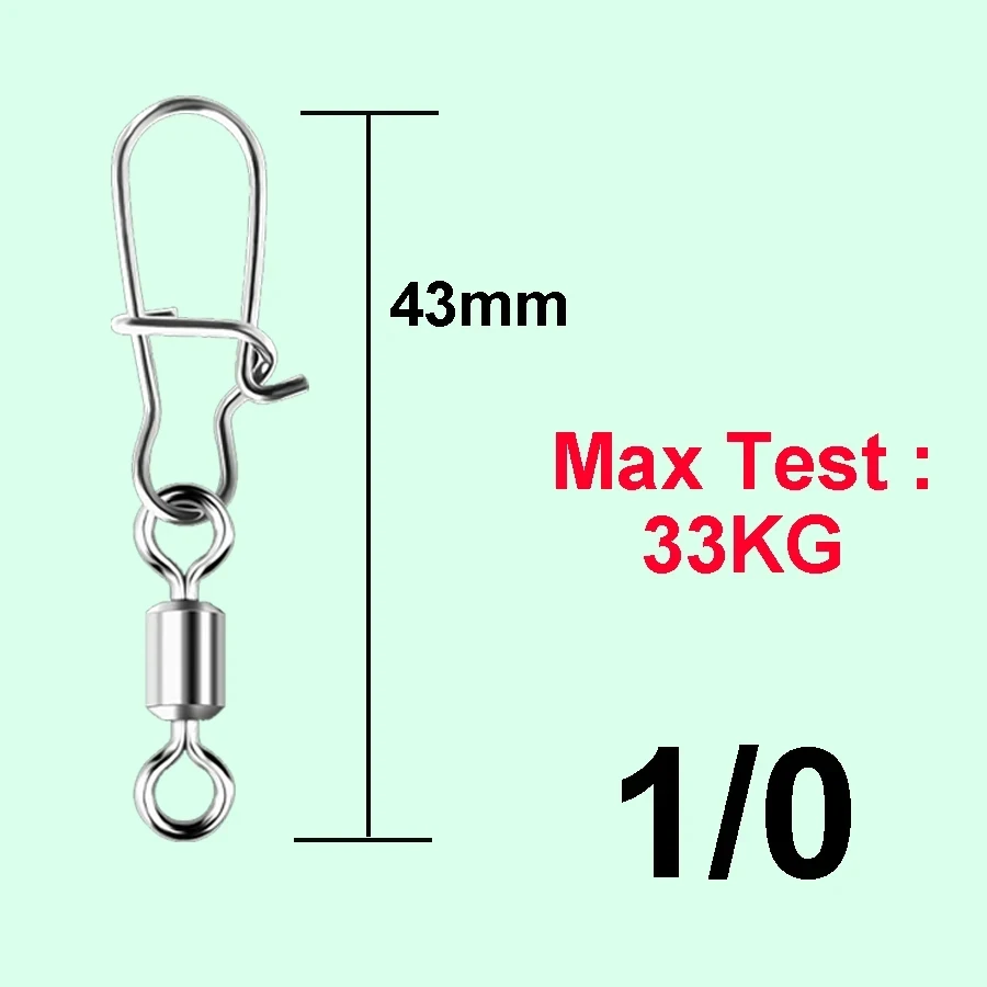 Pin conector de pesca de acero inoxidable, rodamiento giratorio con broche, accesorios de señuelo de anzuelo, 100 piezas por caja, 1/0 #2 #4 #6 #8 # - imagen 2