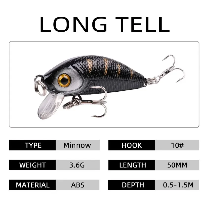 1 Uds señuelo de pesca giratorio 50mm 3,6g ojos 3d Crankbait Wobbler señuelos artificiales para cebo duro de plástico aparejos de pesca señuelo - imagen 4