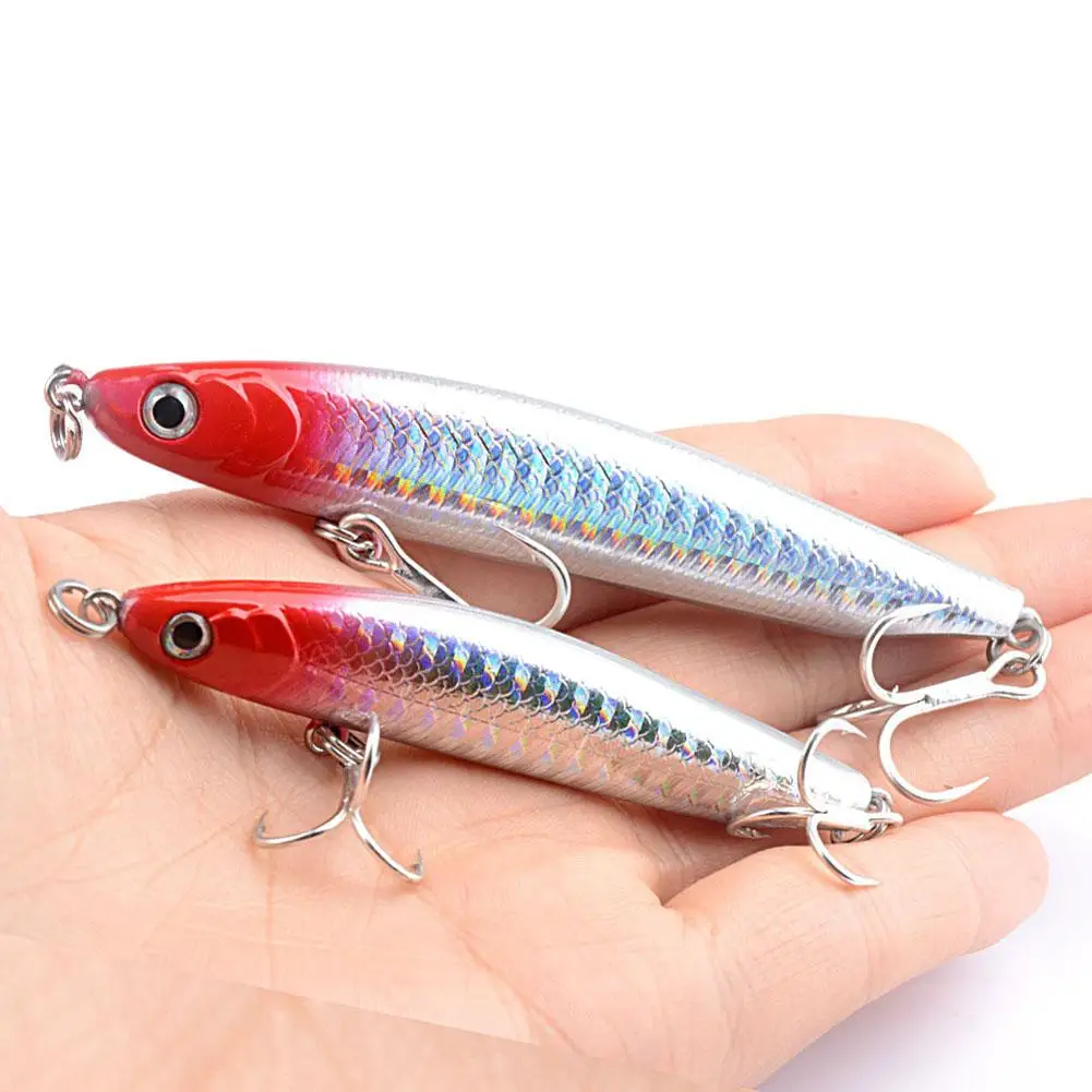 Cebo de pesca Artificial Minnow con anzuelo triple fuerte, ojos 3d de fundición larga, señuelo falso, equipo de pesca, señuelo de lápiz duro, 18g/14g - imagen 5
