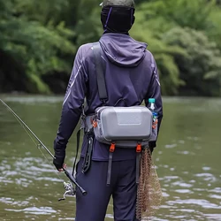 Riñonera de pesca con señuelo con soportes para caña, accesorios grandes para cajas de peces, viajes al aire libre, Camping, senderismo, bolsas de pecho, aparejos, paquete para hombres