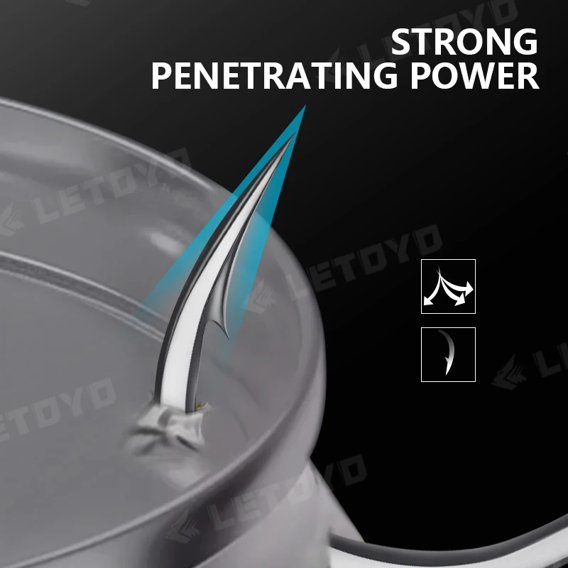 LETOYO-anzuelos triples con púas de espacio ancho, anzuelos triples de acero de carbono alto, anzuelos de pesca de estaño mate en señuelos duros para Lucio, lubina, perca - imagen 5