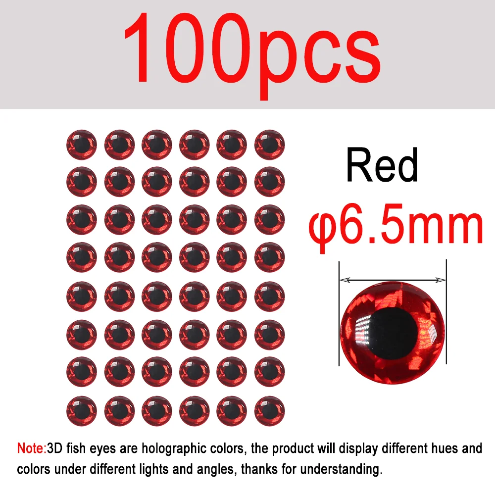100pcs Red 6.5mm