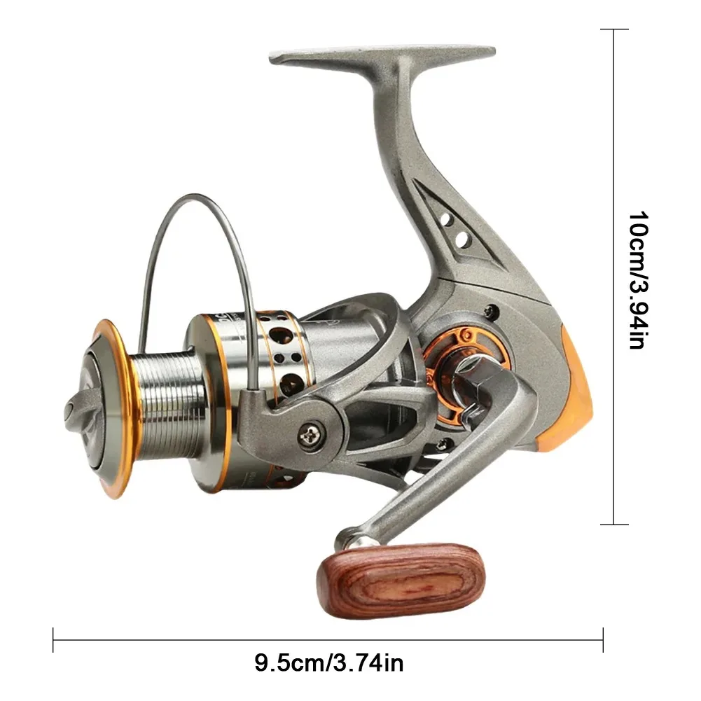 Carrete de pesca con mango de madera plateado, rueda giratoria, serie 2000-4000, carrete de pesca en hielo para pesca con caña - imagen 2