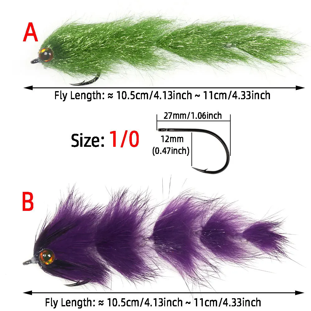 Bimoo-cambiador Finesse de 4,13 pulgadas, peces articulados, columna vertebral, mosca, cebos, trucha, lubina, Lucio, Tarpon, Señuelos de pesca de agua salada, 1/0 - imagen 5