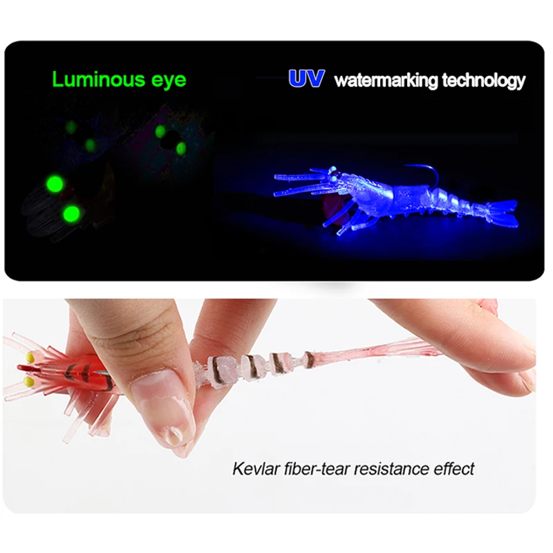 Señuelo de camarón suave con gancho de plomo, cebo de pesca de mar con luz nocturna, Swimbait, 7g, 13g, 18g, 2 piezas - imagen 4