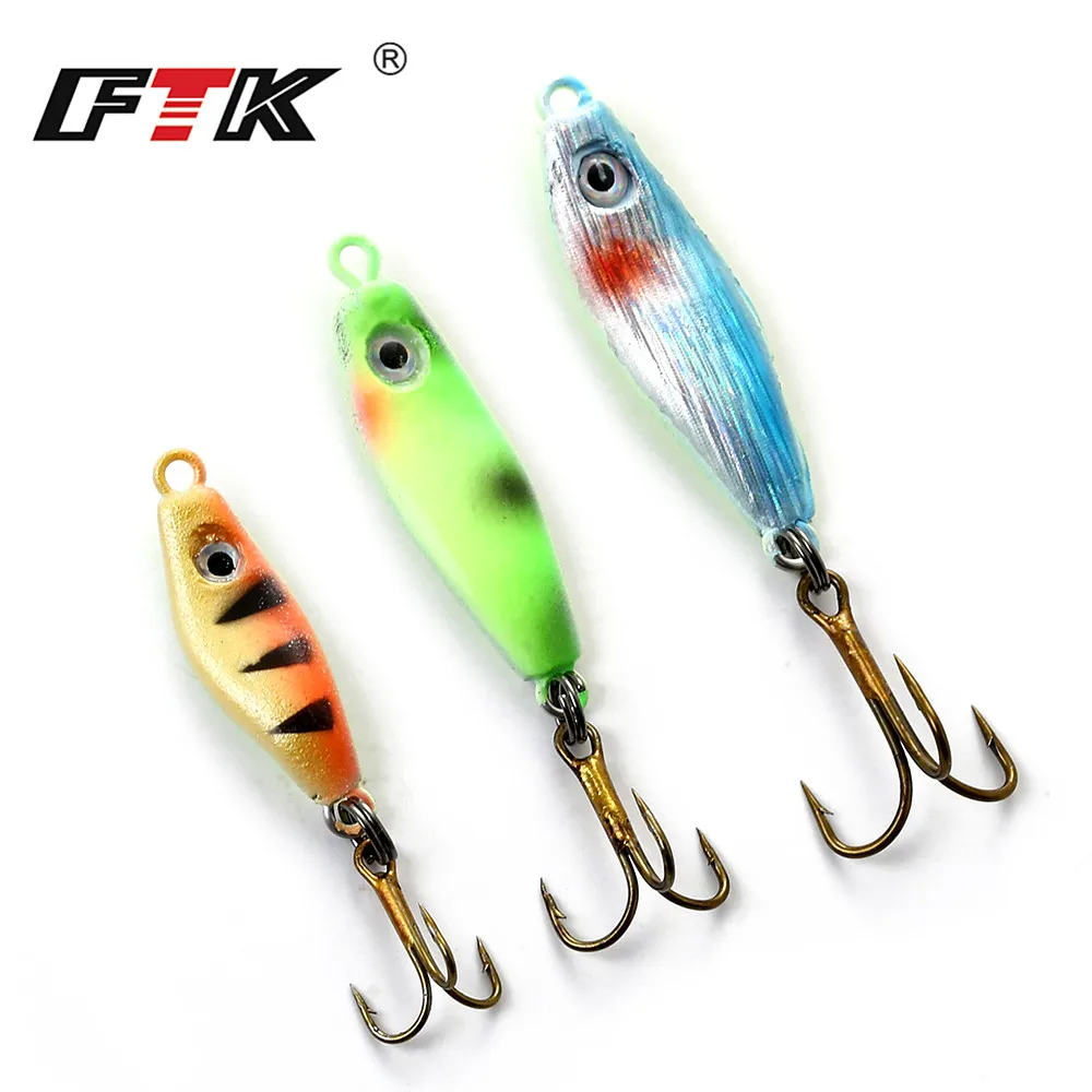 FTK-señuelo luminoso para pesca en hielo, cebo duro Artificial con anzuelos triples, ojo 3D, 4,5g/7,5g/9,5g, accesorios de invierno