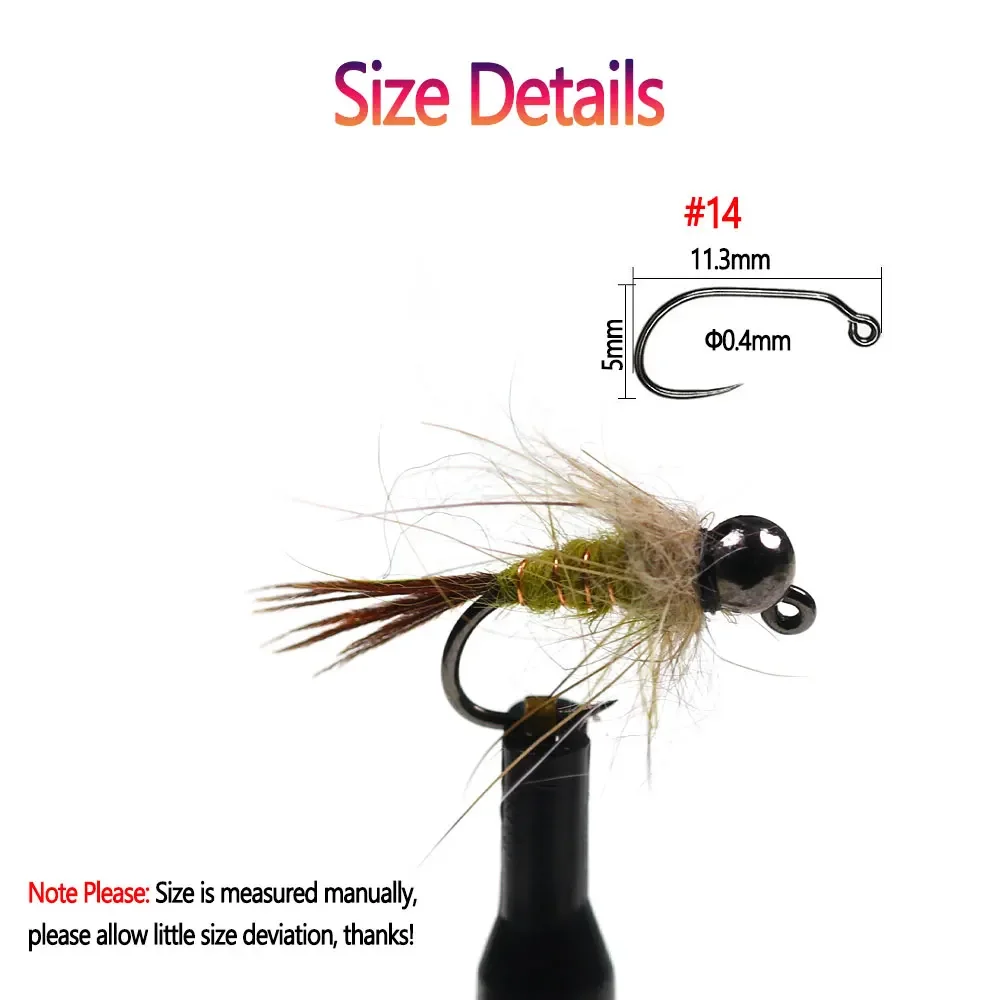 Bimoo-Señuelos de Pesca de tungsteno, 4 piezas, #14, plantilla de oreja de liebre, Mosca de Ninfa, hundimiento rápido, mojado, Euro, Mosca de Ninfa, trucha - imagen 3
